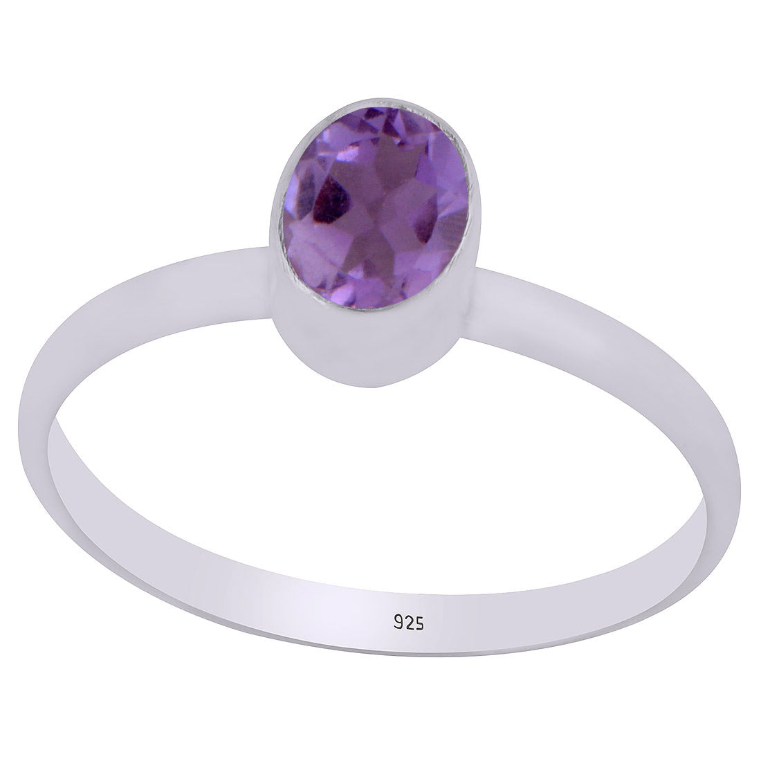 Beautifully Seated Gemstone Amethyst Oval Shape 925 Sterling Solid Silver Ring