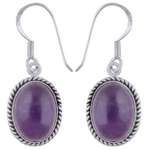 Authentic Wire Work Around Garnet Oval Shape 925 Sterling Solid Silver Earrings