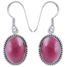 Authentic Wire Work Around Garnet Oval Shape 925 Sterling Solid Silver Earrings