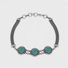 Gorgeous Handcrafted Pattern Around Green Onyx Gemstone 925 Sterling Silver Bracelet